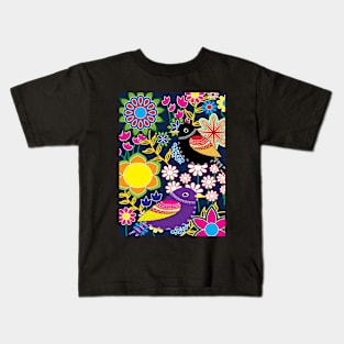 Birds and Flower Pattern Kids T-Shirt